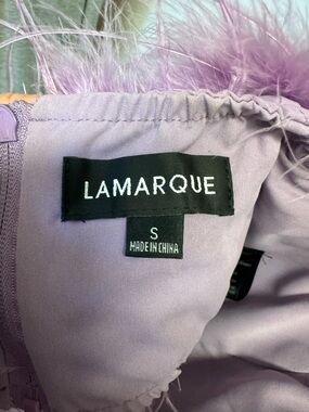 LAMARQUE Lavender Feather-Trim Strapless Top